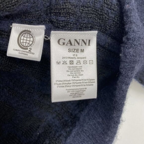 Ganni Waterly Jacquard Pullover In Navy, M - Picture 8 of 11